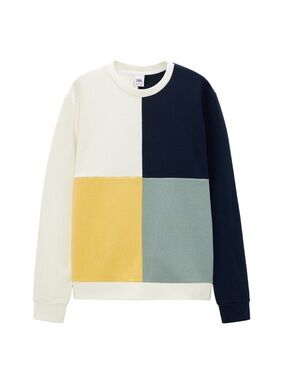 Zara Colorblock Crewneck Sweater in Ivory, Navy, Yellow & Sage